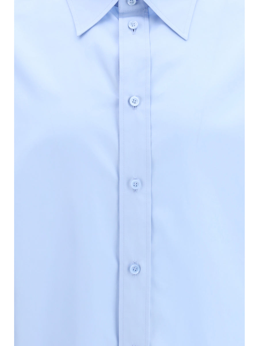 Shirt With Anagram Embroidery Light Blue Cotton