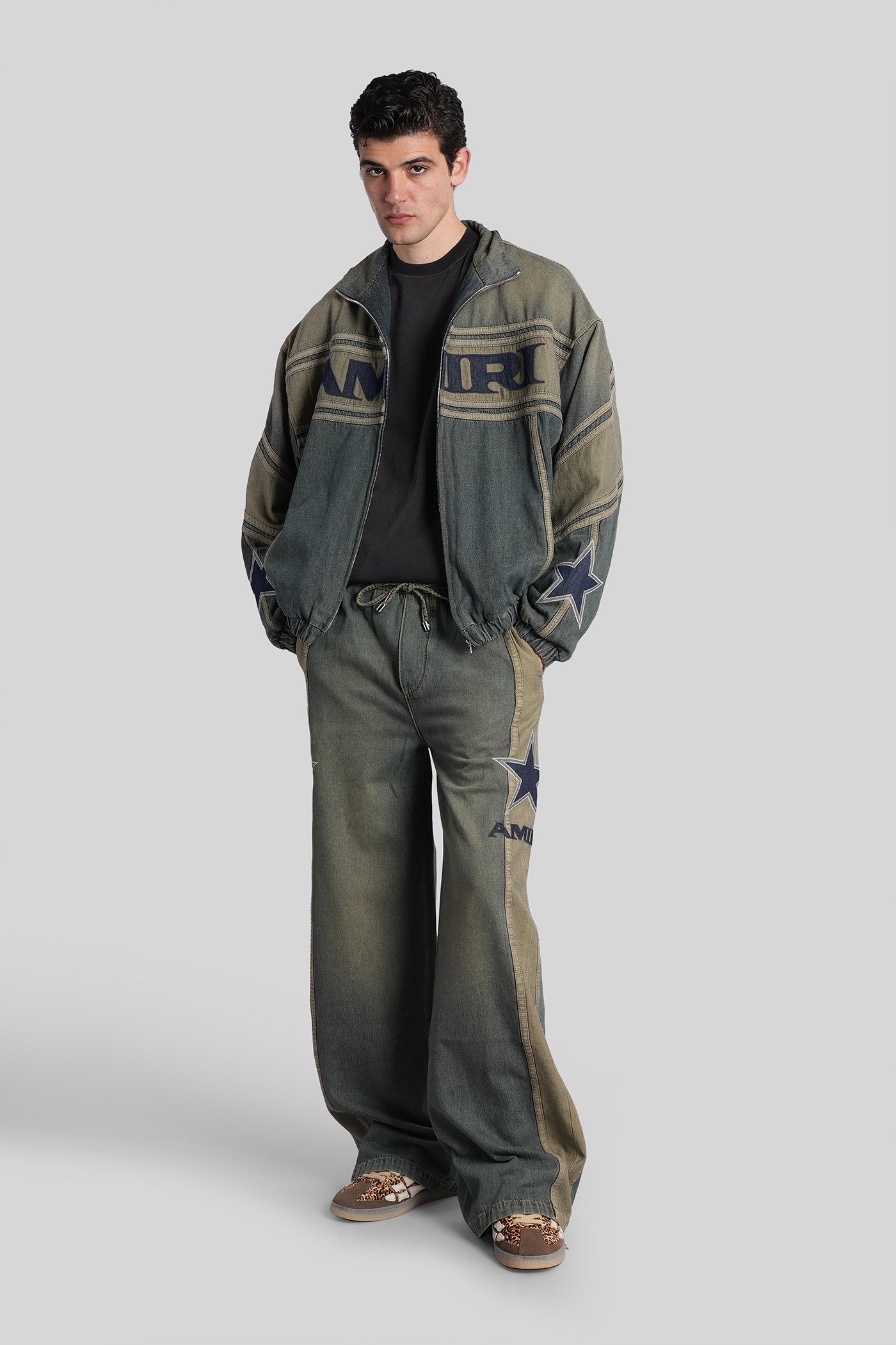 Bomber Jacket in blue denim Abbigliamento