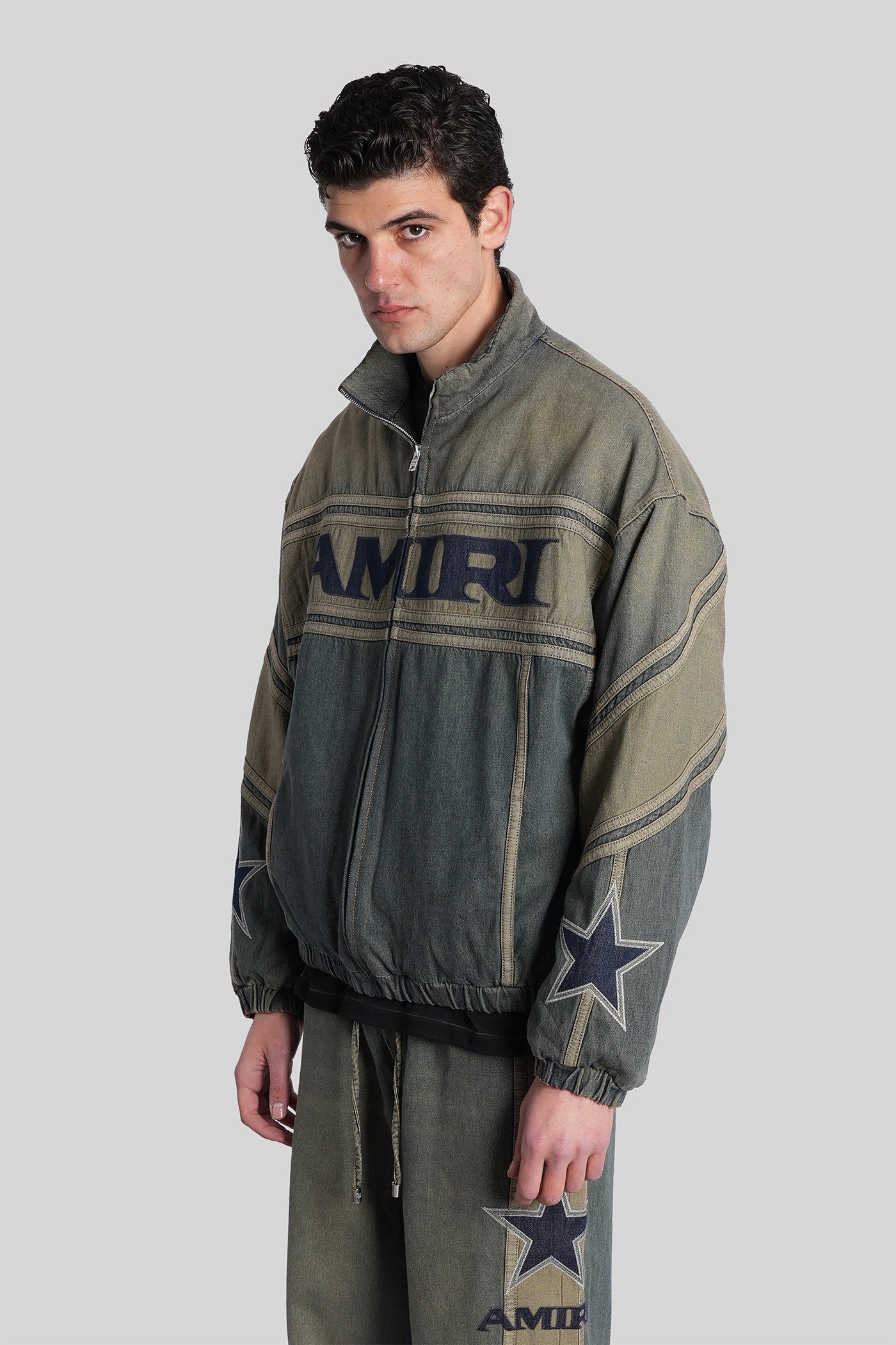 Bomber Jacket in blue denim Abbigliamento
