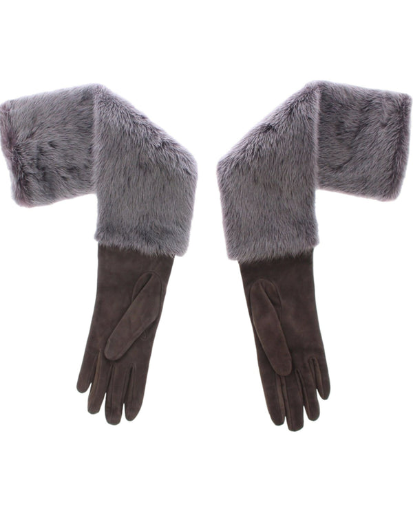 Dolce & Gabbana Mink fur and lambskin leather gloves in gray