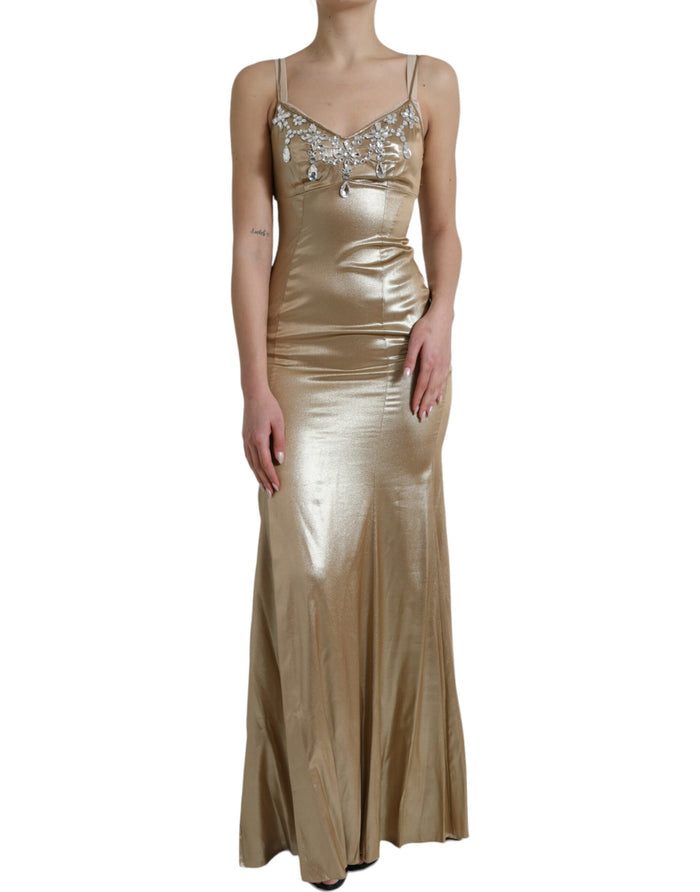 Dolce & Gabbana 85% Silk 10% Crystal 5% Real Brass; Lining: 75% Silk 13% Nylon 10% Elastane 2% Cotton gown in gold