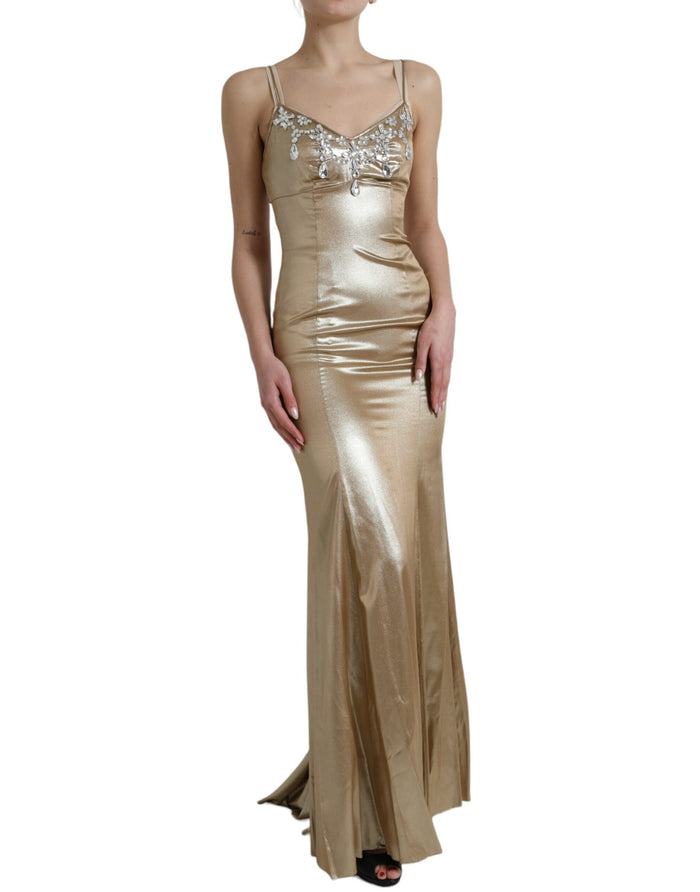 Dolce & Gabbana 85% Silk 10% Crystal 5% Real Brass; Lining: 75% Silk 13% Nylon 10% Elastane 2% Cotton gown in gold — view 2