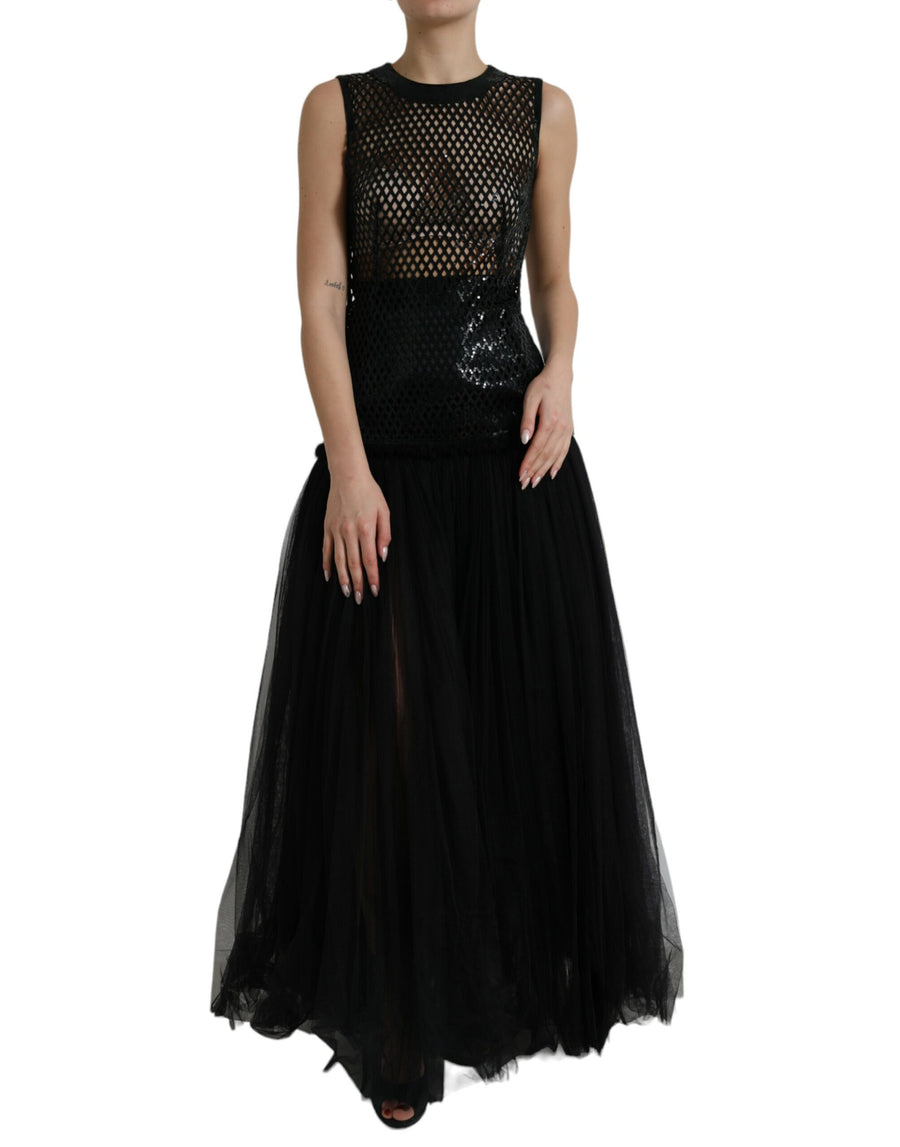 Dolce & Gabbana 70% Nylon 24% Silk 6% Elastane gown in black