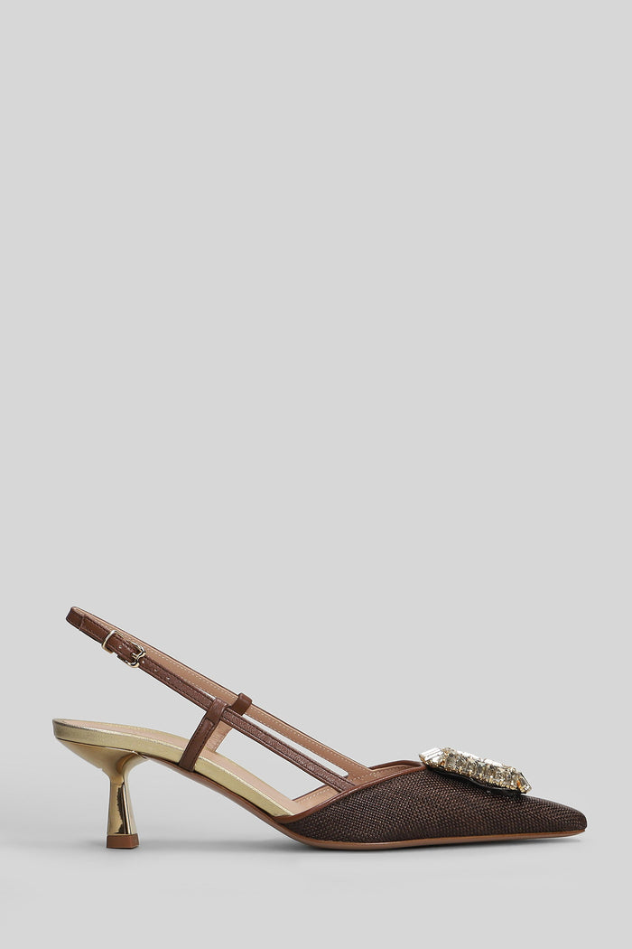 Julien Pumps in brown leather and fabric Scarpe