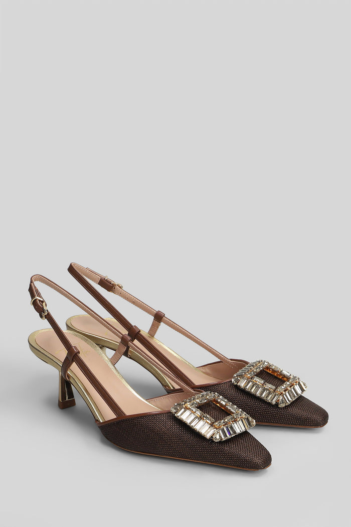 Julien Pumps in brown leather and fabric Scarpe