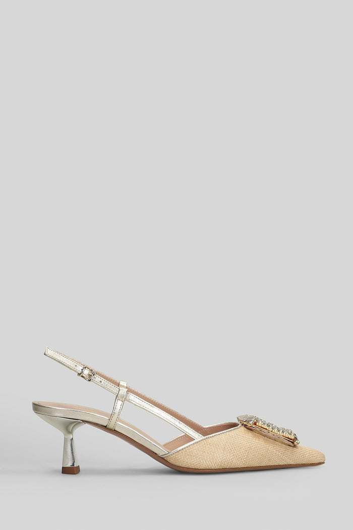 Julien Pumps in beige leather and fabric Scarpe