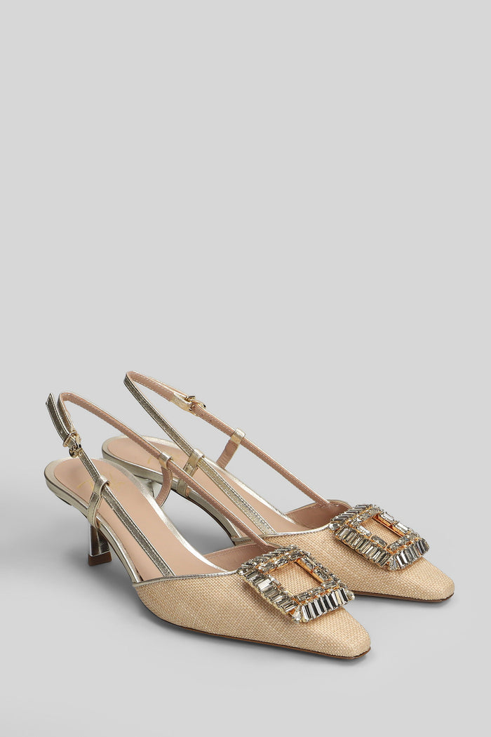 Julien Pumps in beige leather and fabric Scarpe