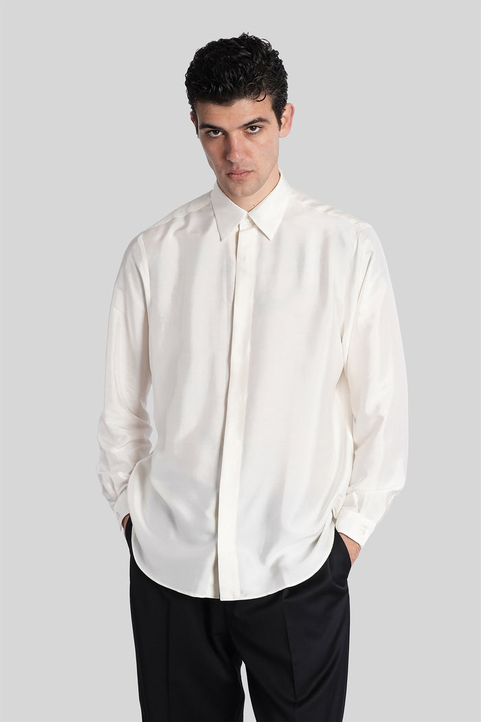 Shirt in white silk Abbigliamento