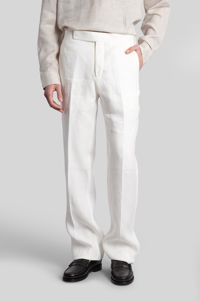 Pants in white linen Abbigliamento