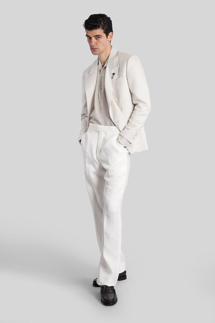Pants in white linen Abbigliamento