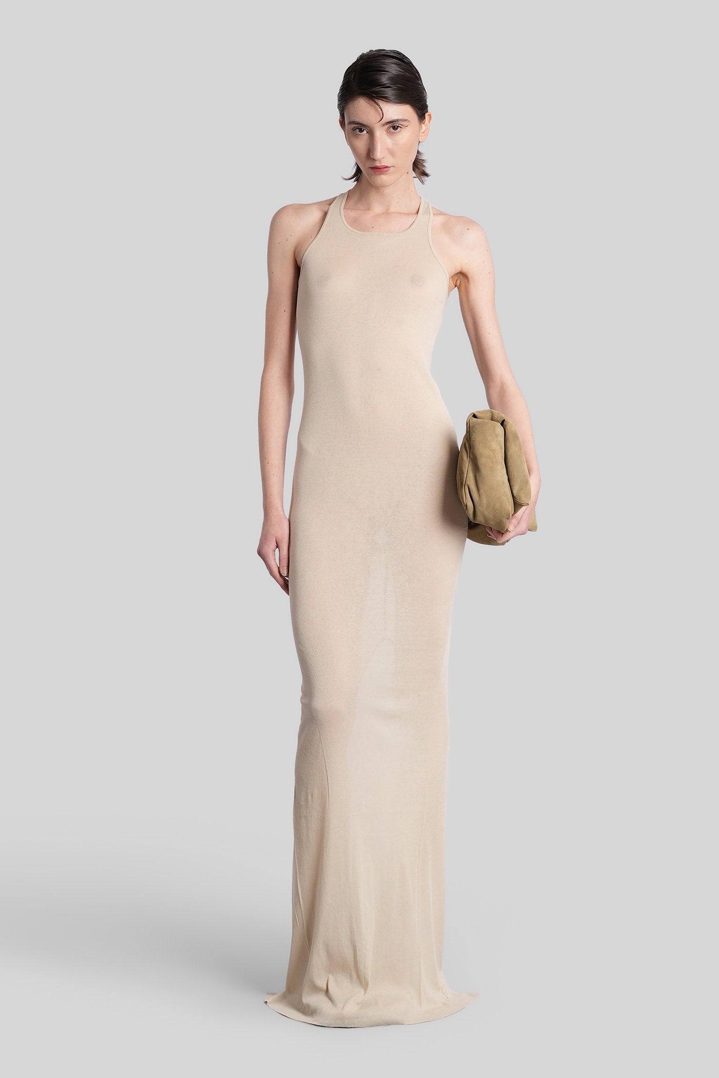 Basic tank gown Long dress in beige cotton Abbigliamento