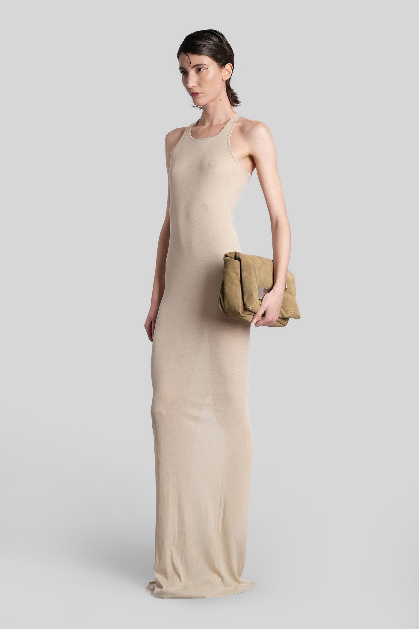 Basic tank gown Long dress in beige cotton Abbigliamento