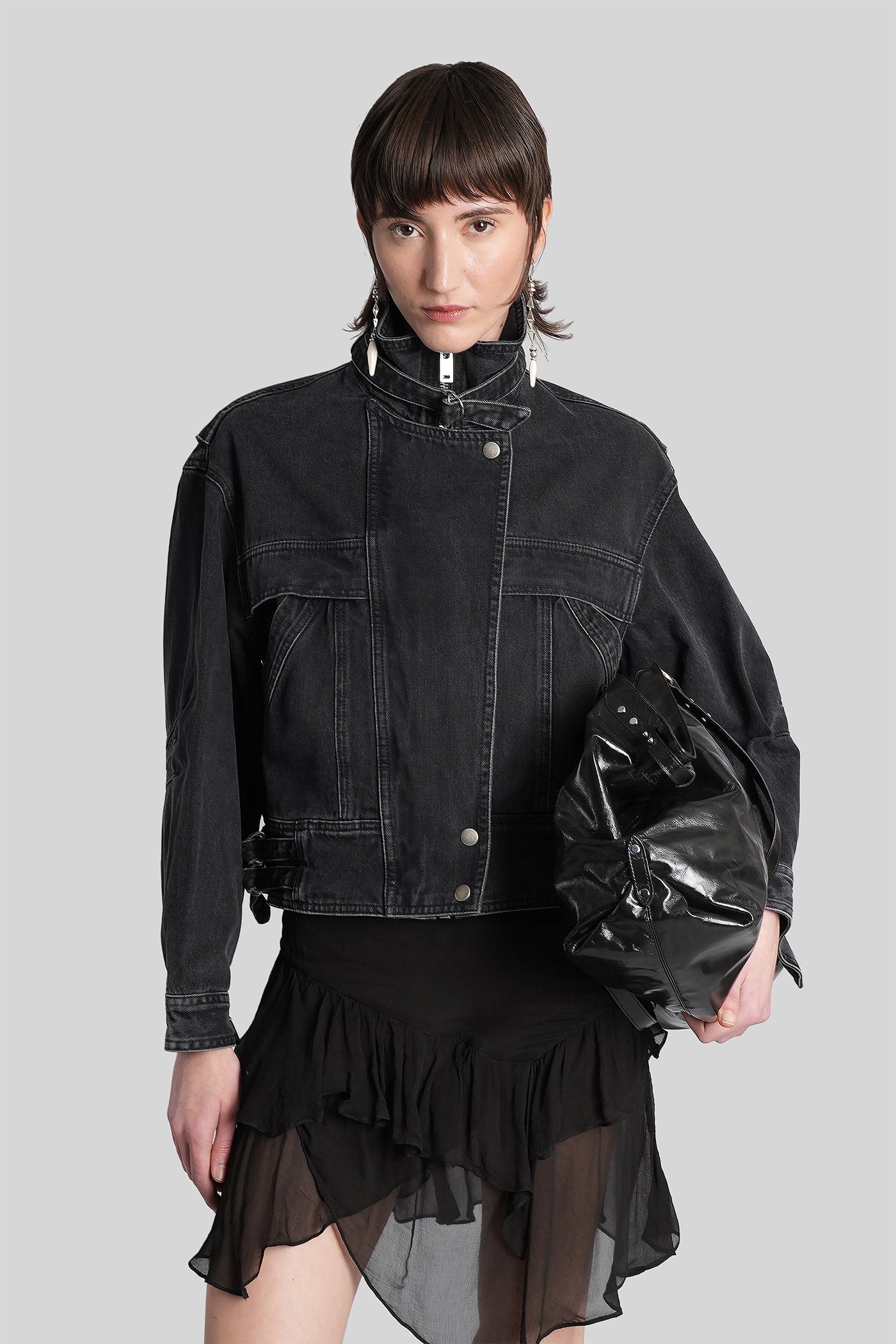Joseline Denim Jackets Black Cotton Abbigliamento