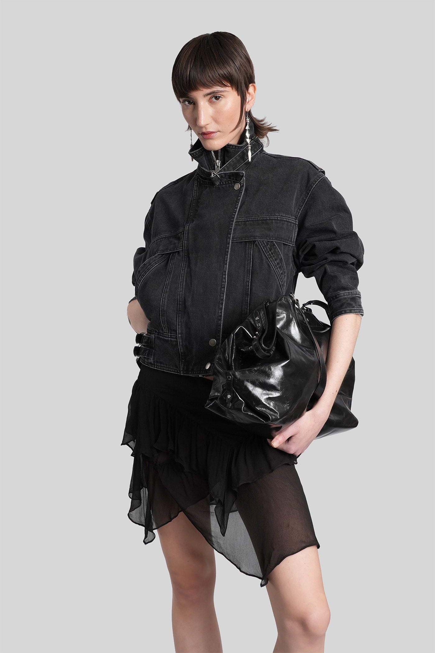 Joseline Denim Jackets Black Cotton Abbigliamento