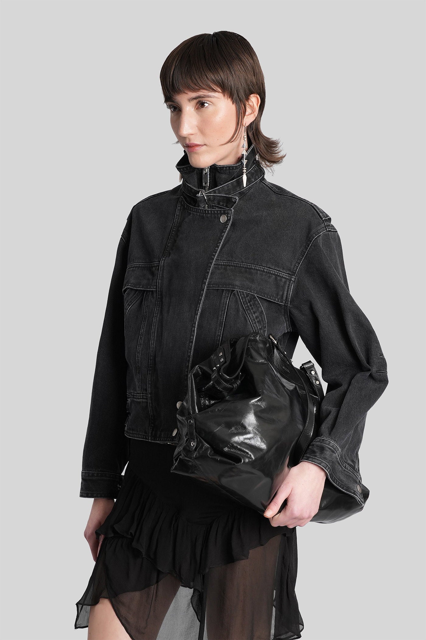 Joseline Denim Jackets Black Cotton Abbigliamento