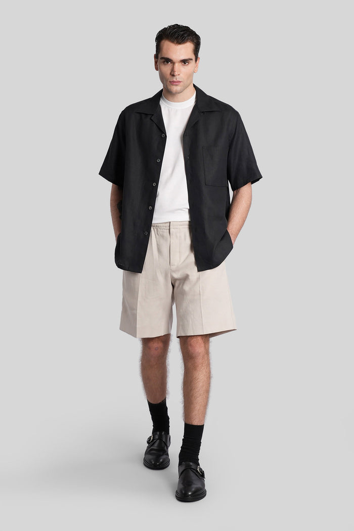 Shirt in black linen Abbigliamento