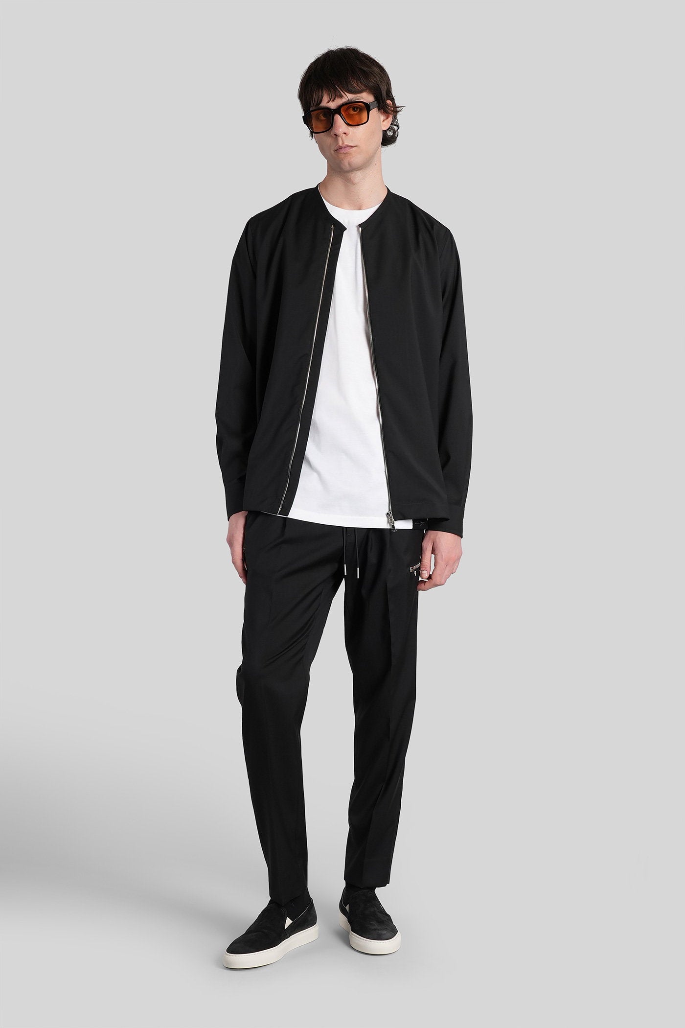 Shirt Zip V S158 Black Cotton Abbigliamento