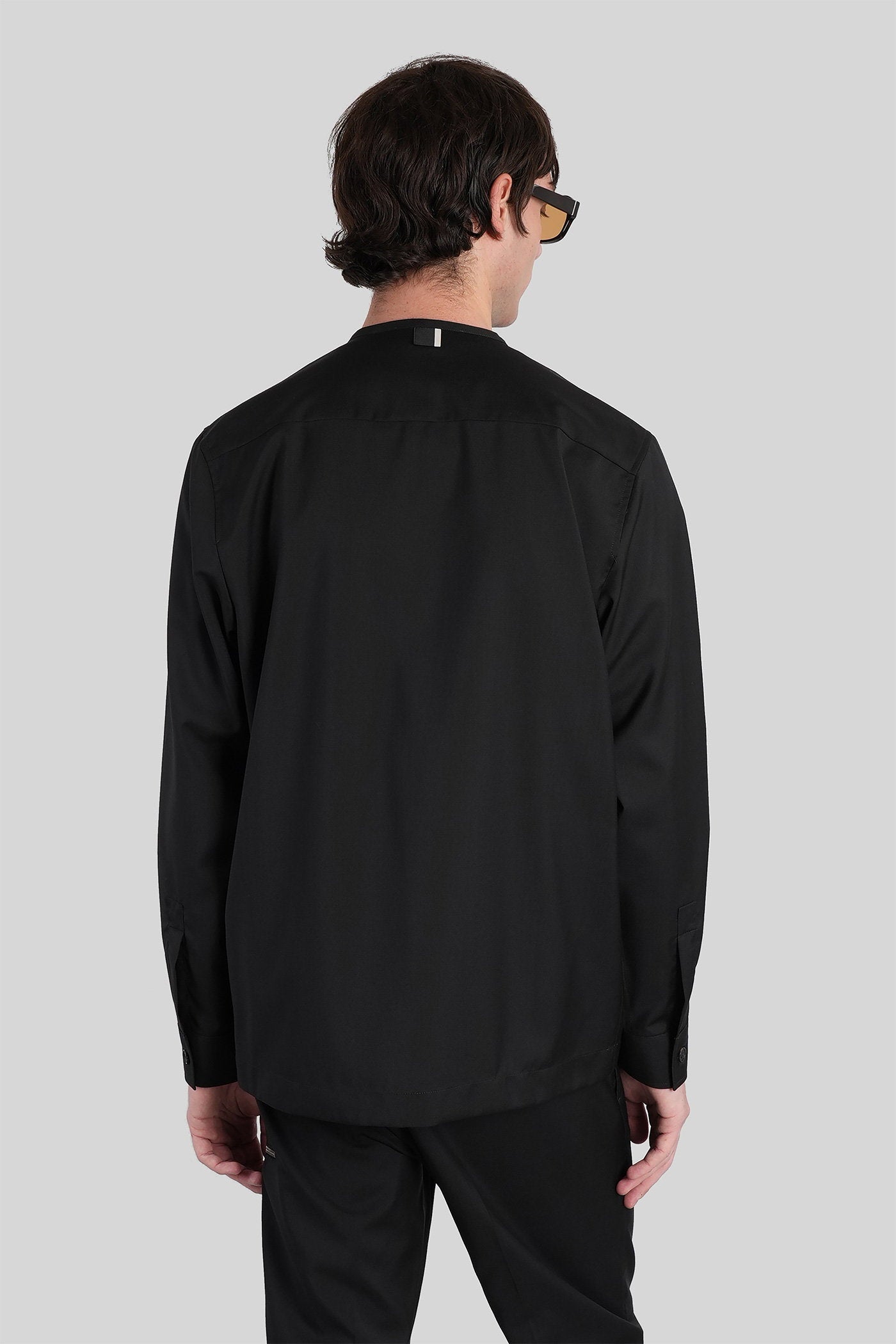 Shirt Zip V S158 Black Cotton Abbigliamento