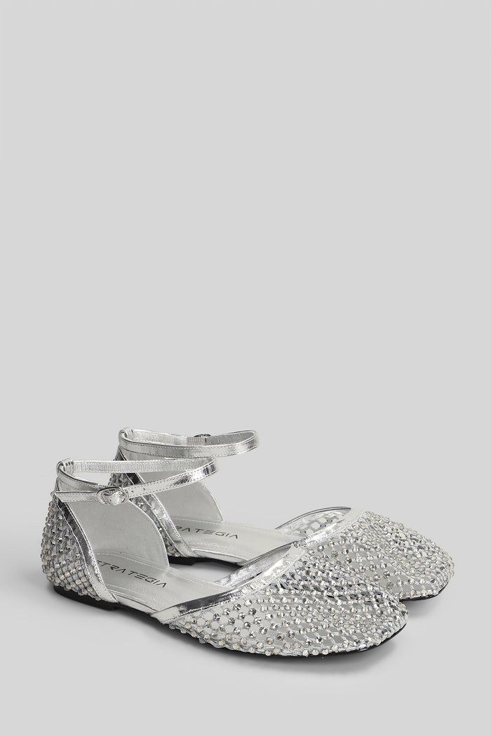 Ballet Flats Grey Leather Scarpe