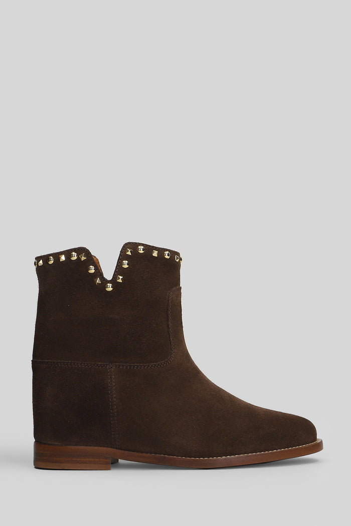 Ankle boots inside wedge in brown suede Scarpe