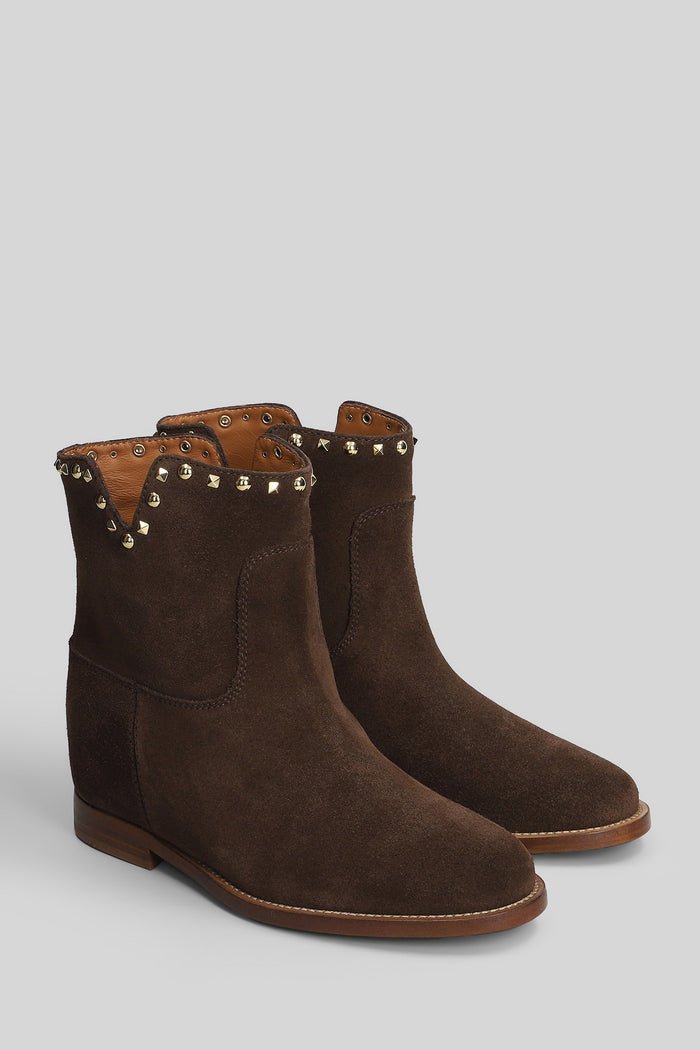 Ankle boots inside wedge in brown suede Scarpe