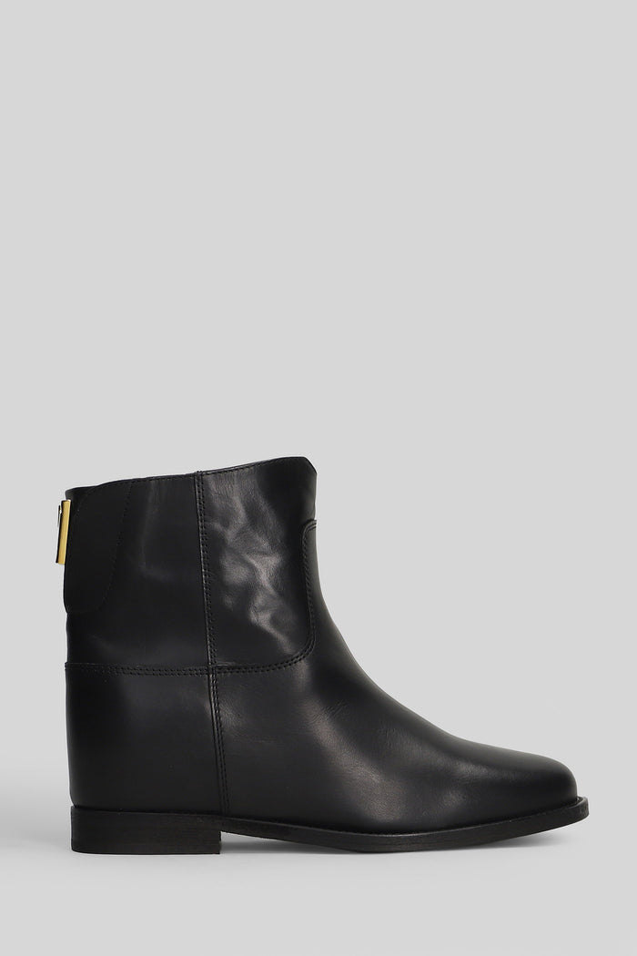 Ankle Boots Inside Wedge Black Leather Scarpe