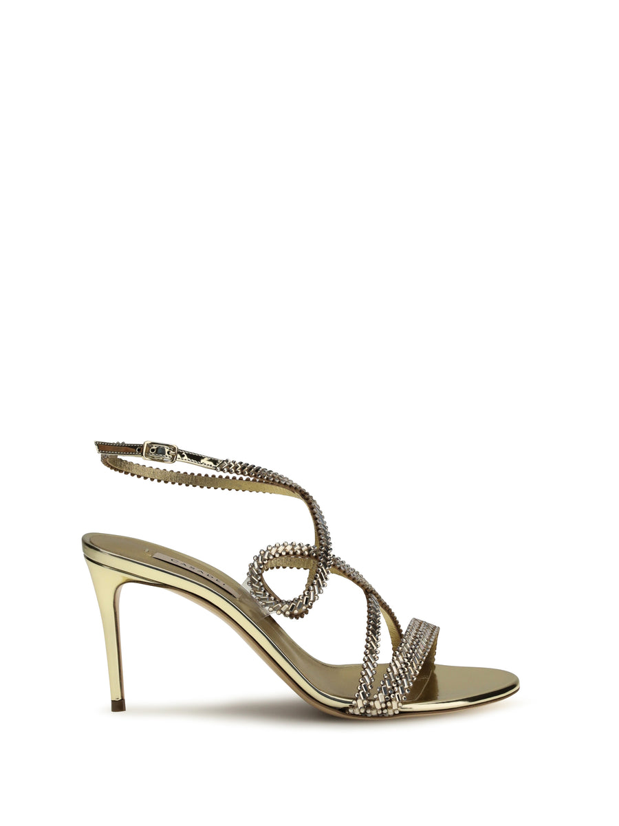Casadei 100% calf leather heel sandal in gold