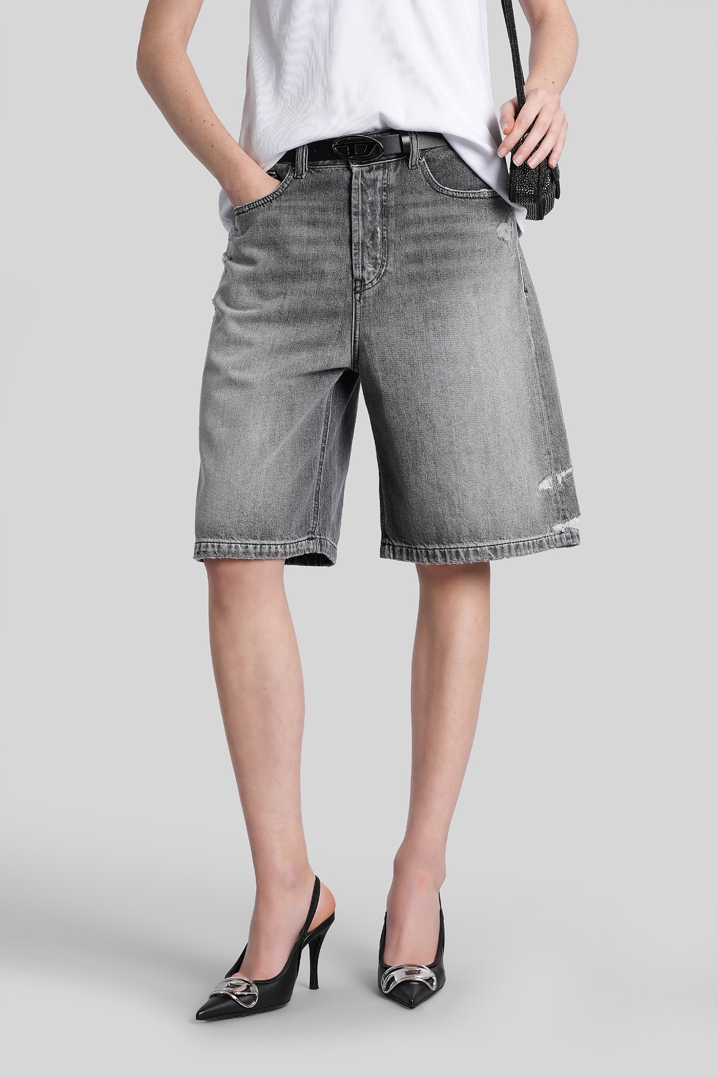 De-sire-short Shorts in black denim Abbigliamento