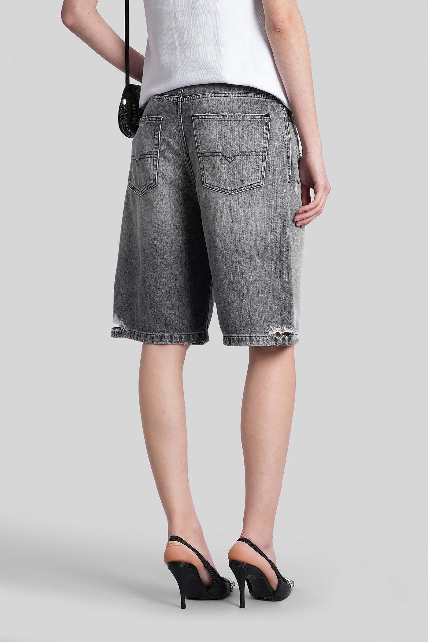 De-sire-short Shorts in black denim Abbigliamento
