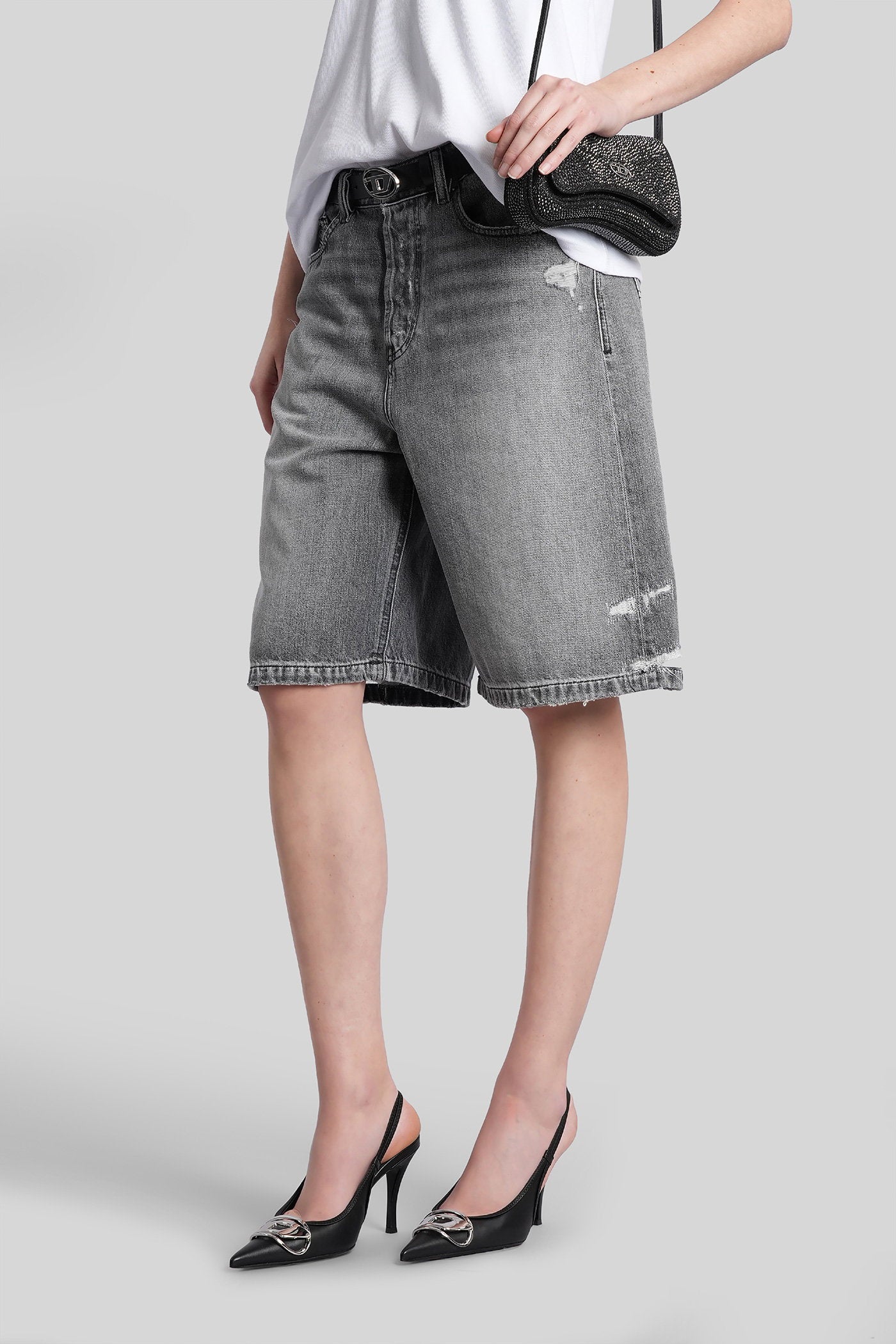 De-sire-short Shorts in black denim Abbigliamento