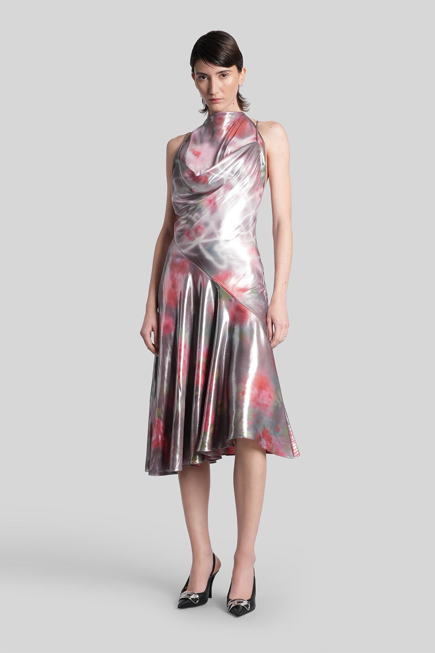 D-ebra Long dress in silver polyester Abbigliamento