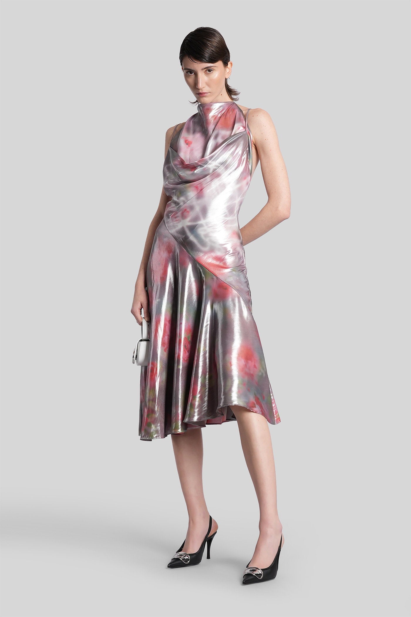 D-ebra Long dress in silver polyester Abbigliamento