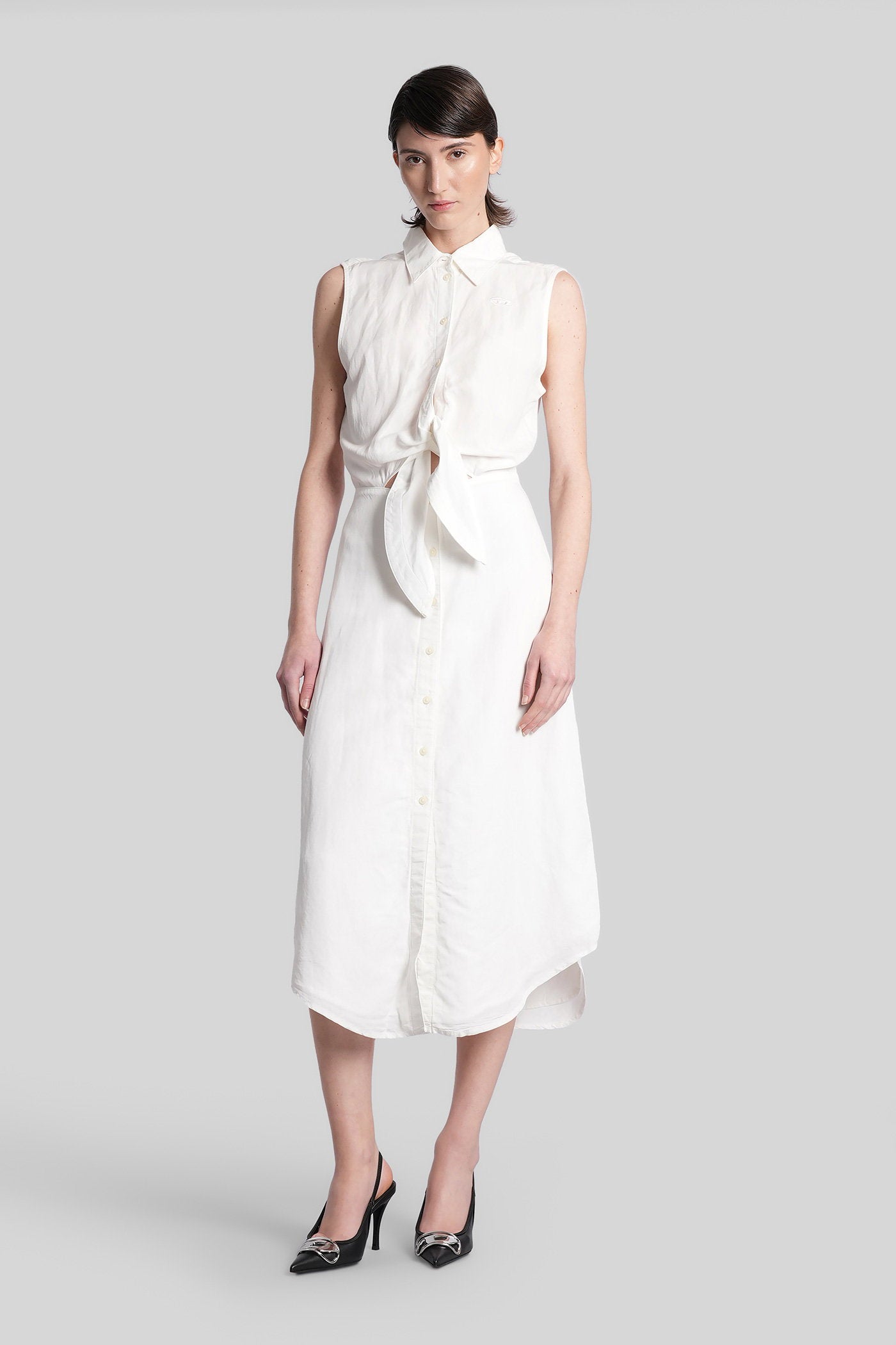 D-elta-sl Long dress in white Modal Abbigliamento