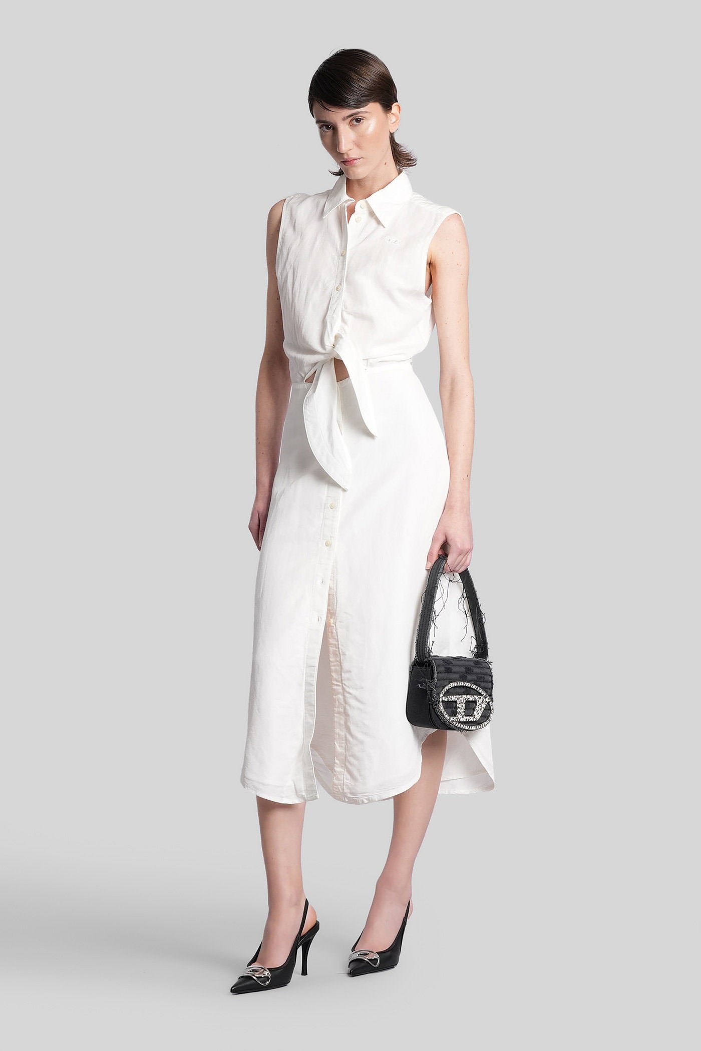 D-elta-sl Long dress in white Modal Abbigliamento