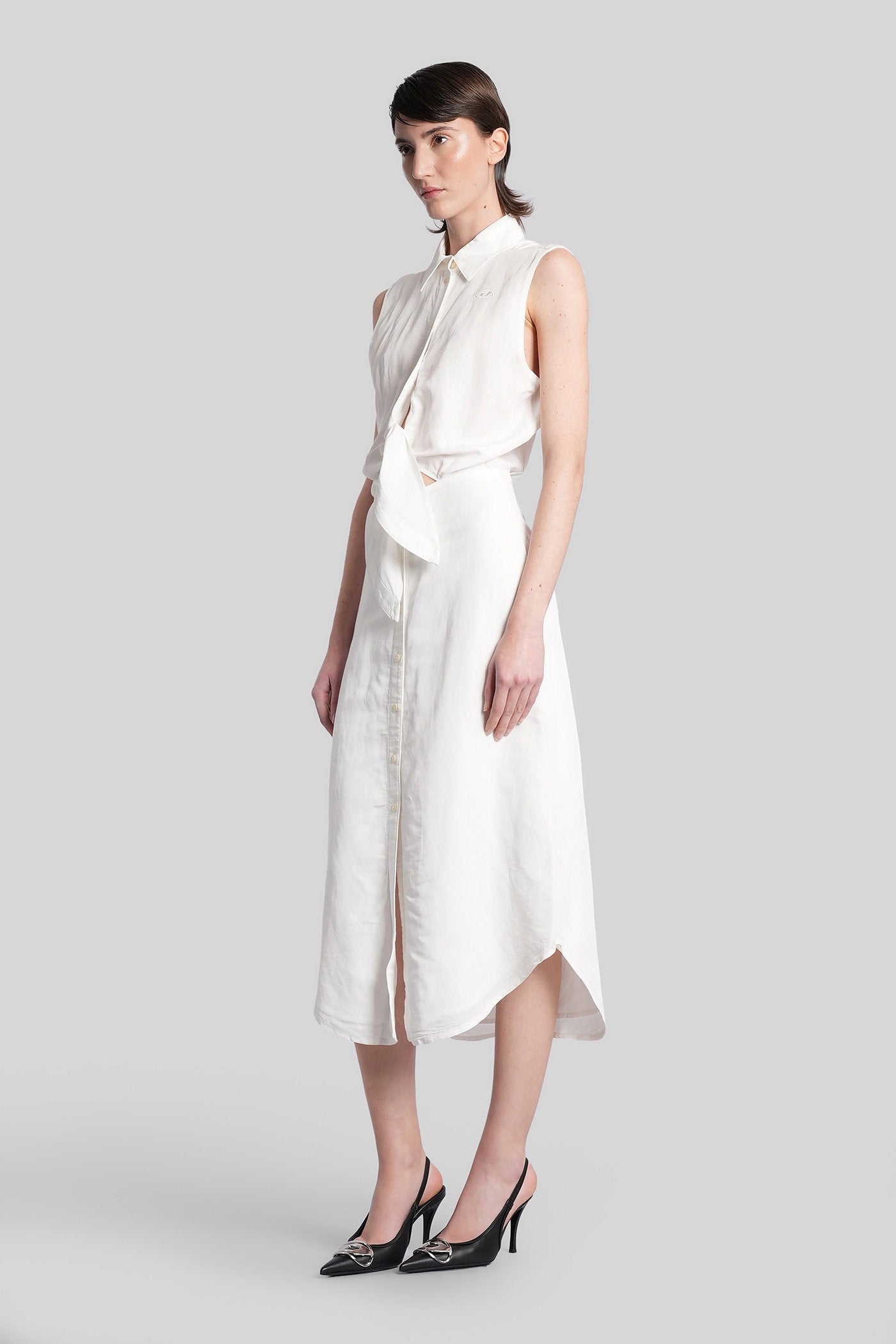 D-elta-sl Long dress in white Modal Abbigliamento