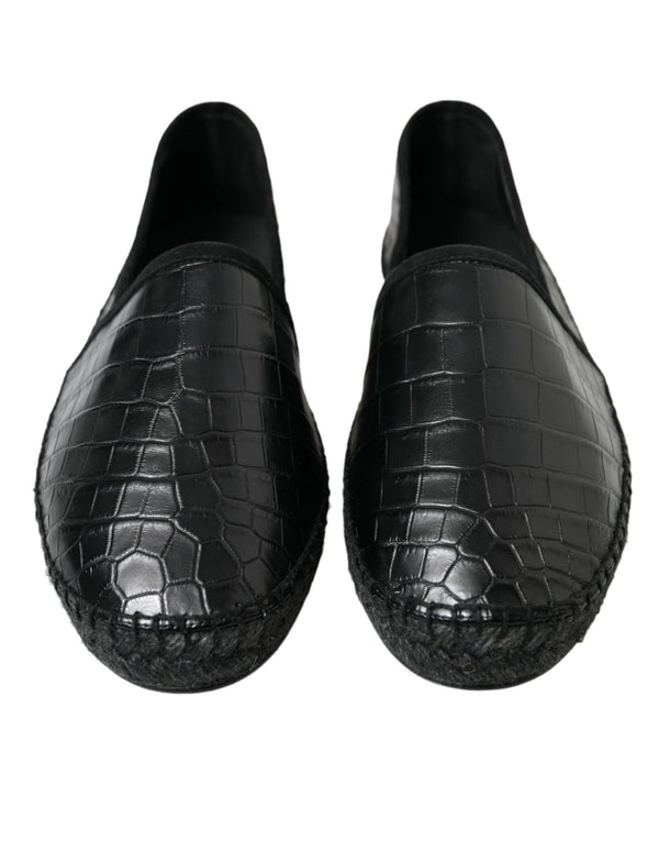 Dolce & Gabbana 90% Crocodile Leather 10% Goatskin Leather espadrille flat in black