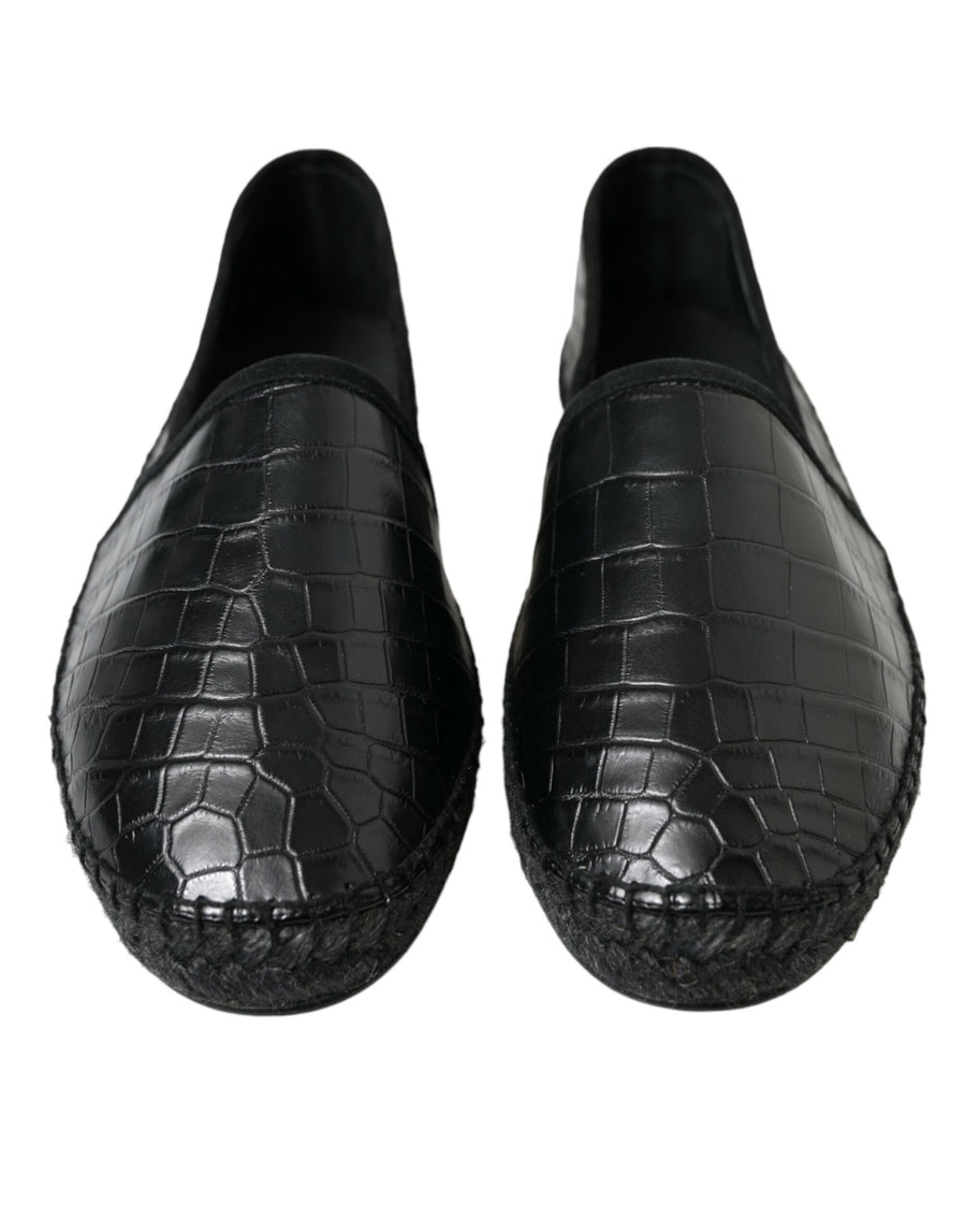 Dolce & Gabbana 90% Crocodile Leather 10% Goatskin Leather espadrille flat in black