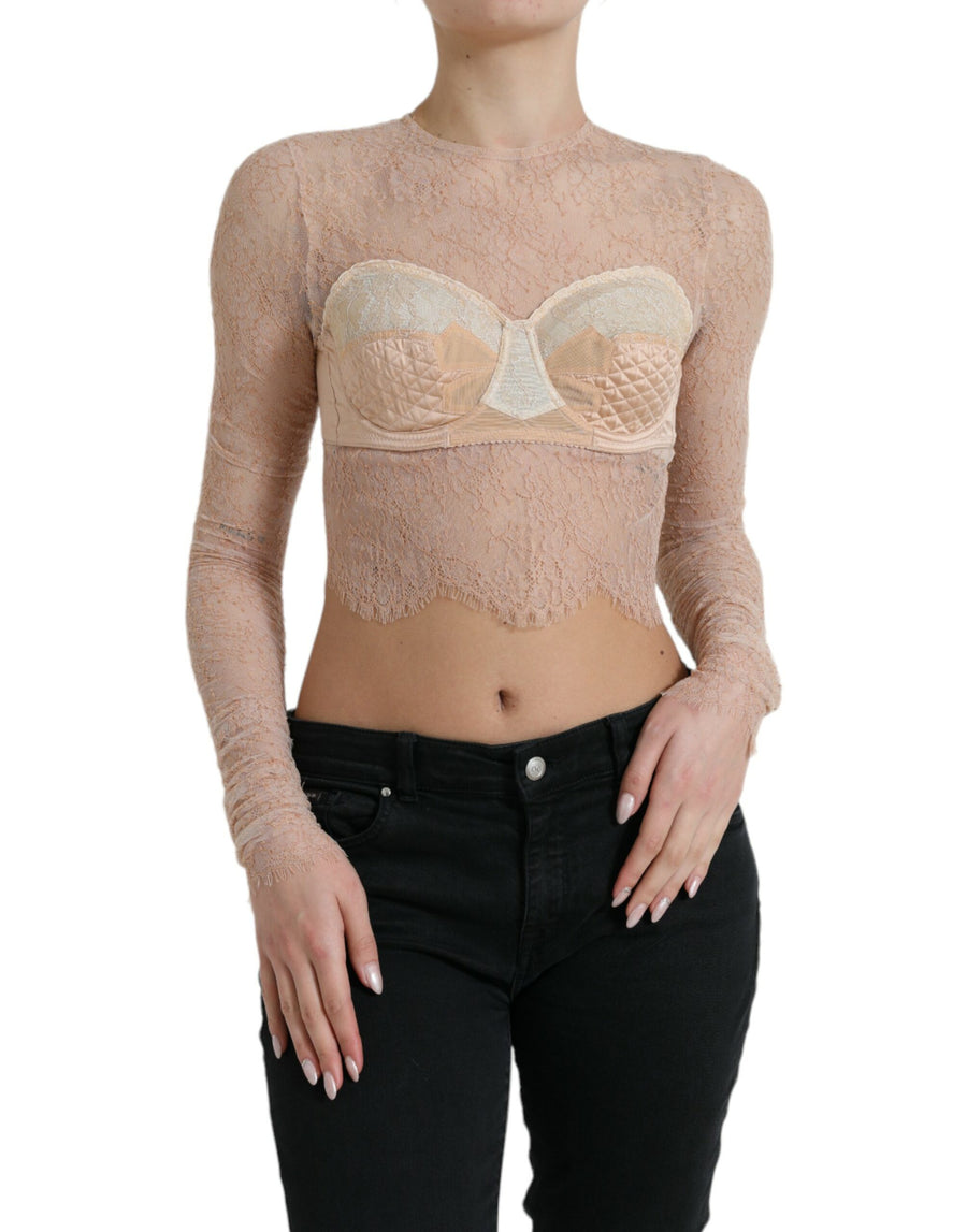 Dolce & Gabbana 70% Nylon bustier top in beige
