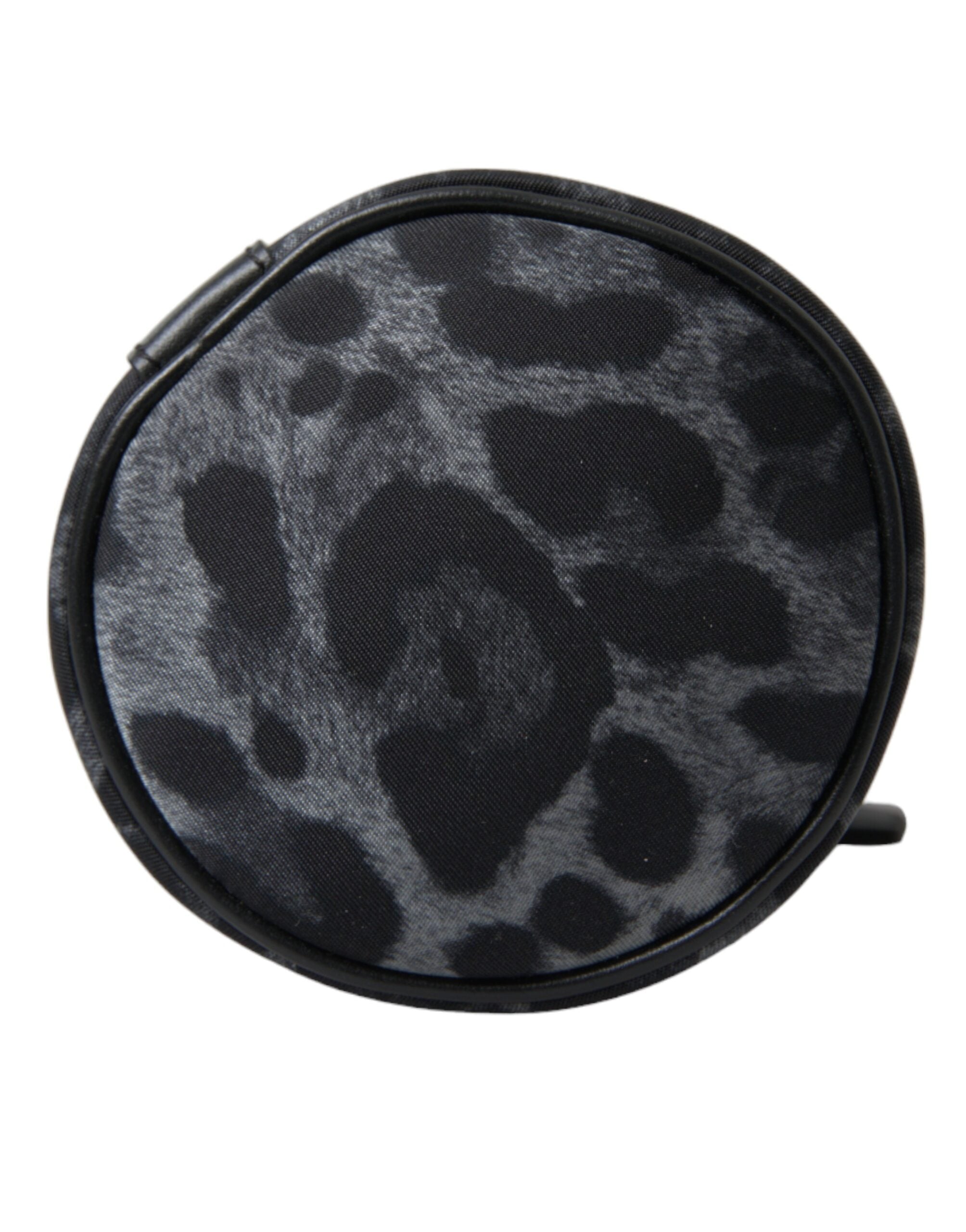 Black Leopard Round Slim Tote Bottle Cage Bag Nylon Leather