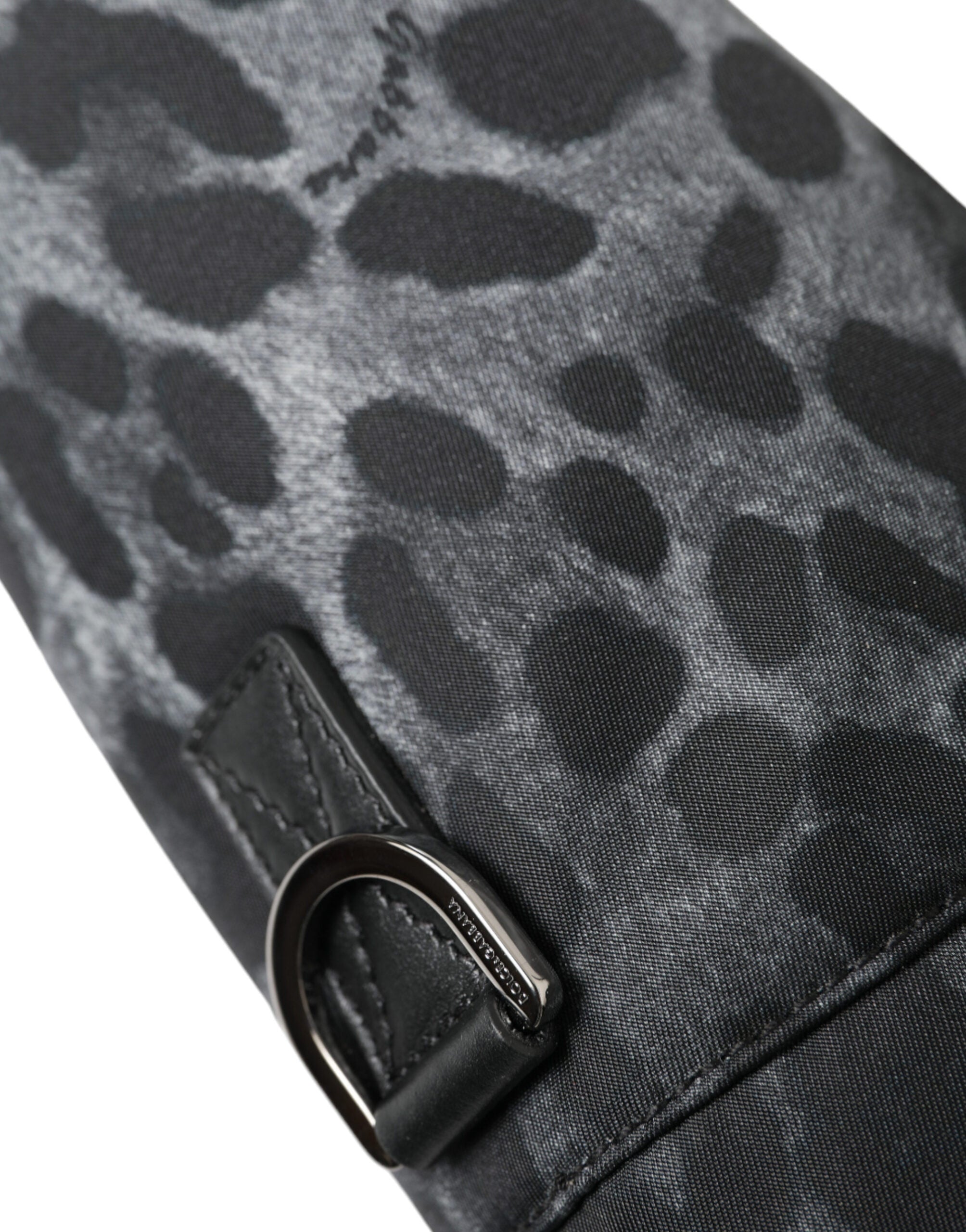Black Leopard Round Slim Tote Bottle Cage Bag Nylon Leather