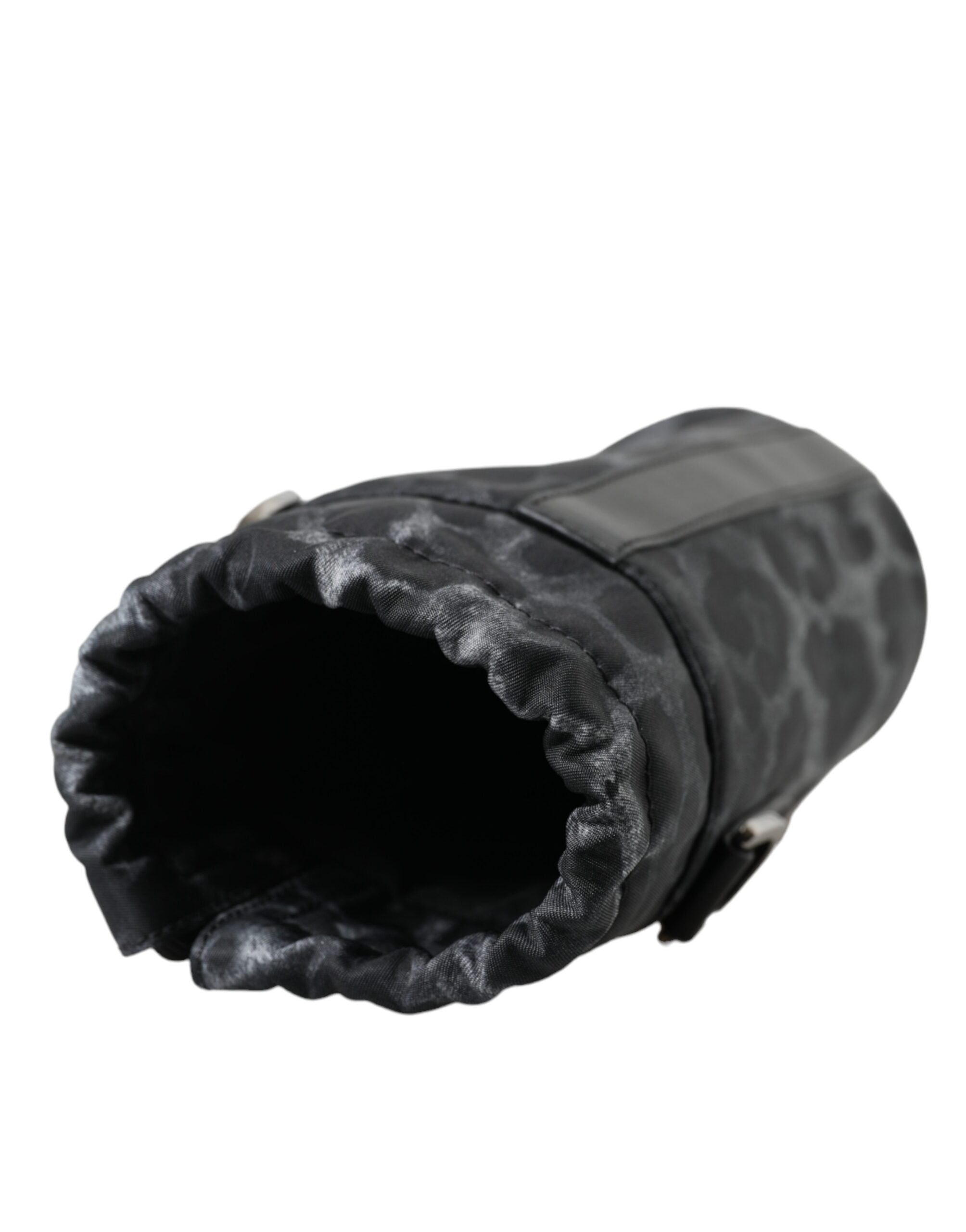Black Leopard Round Slim Tote Bottle Cage Bag Nylon Leather