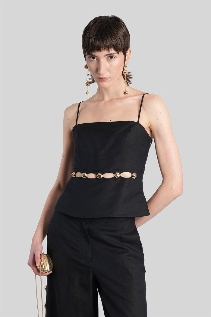Cruz Topwear in black linen Abbigliamento