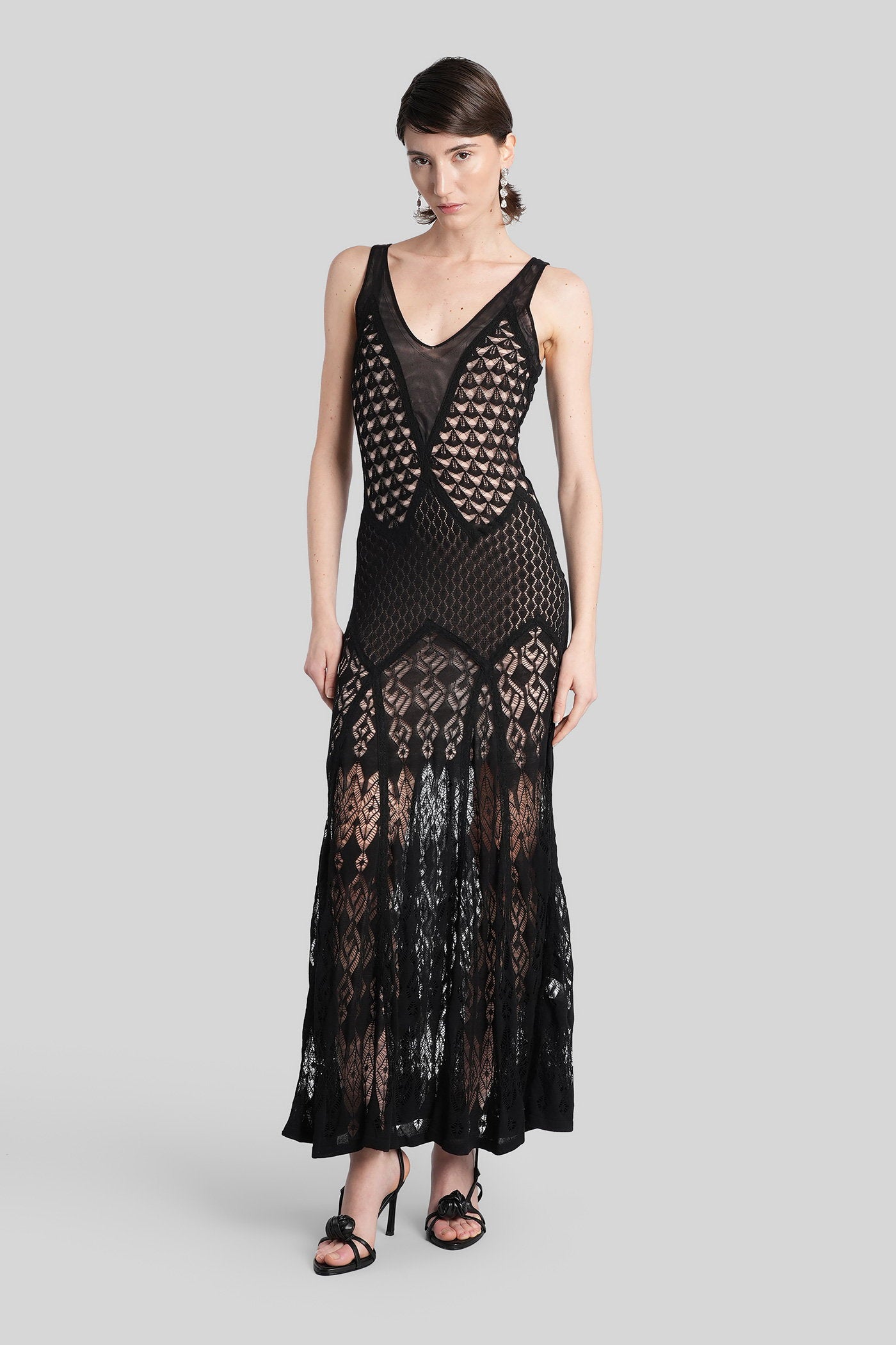 Long dress in black cotton Abbigliamento