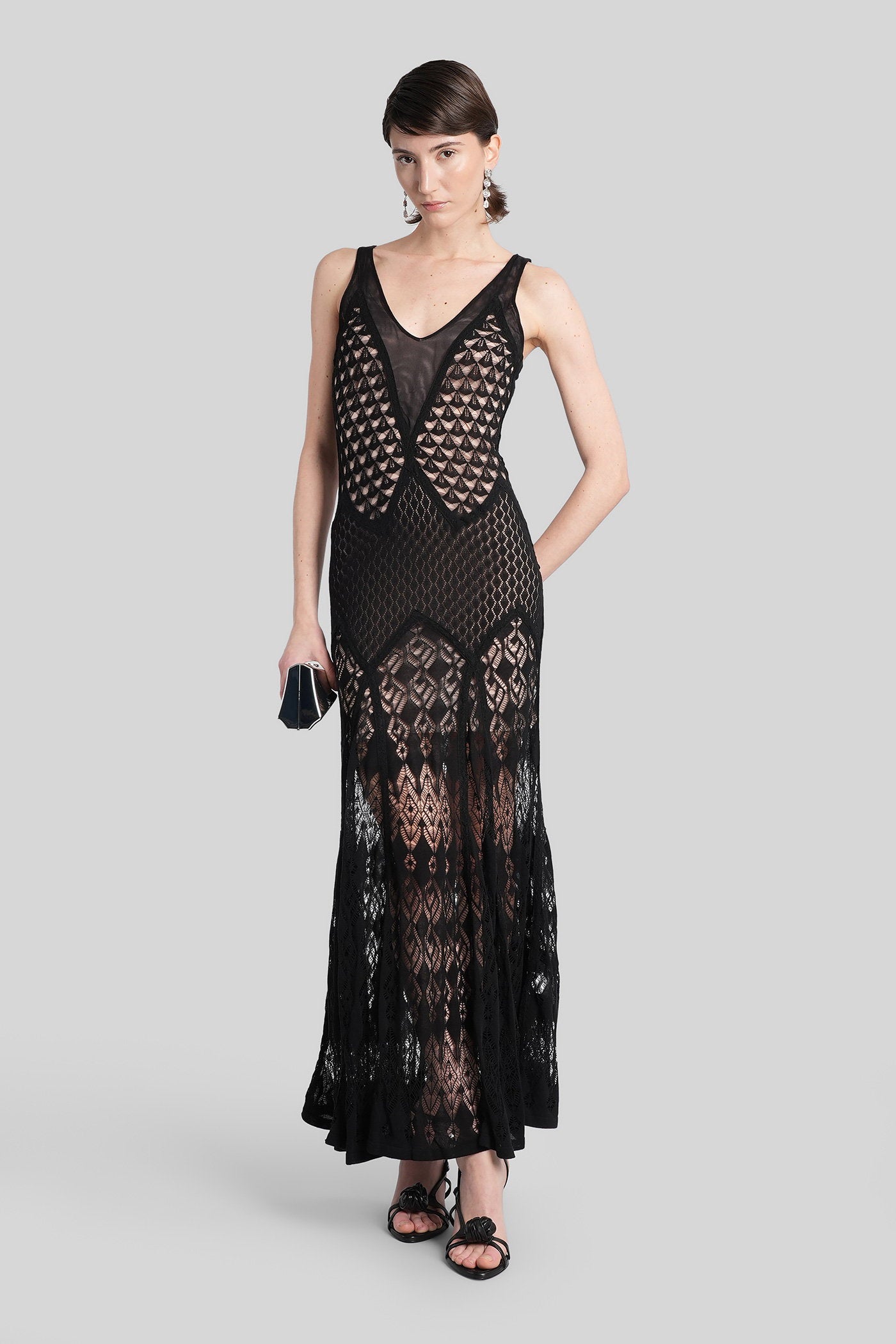 Long dress in black cotton Abbigliamento