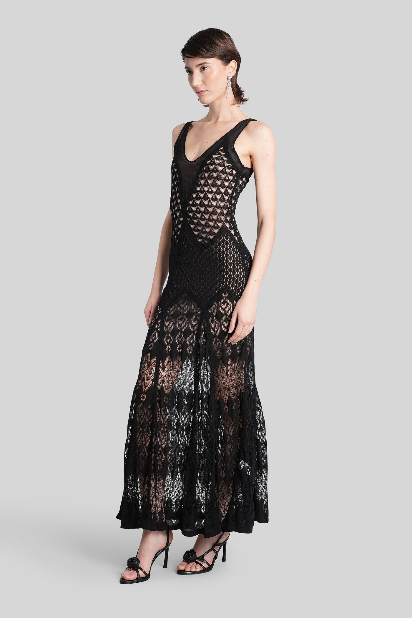 Long dress in black cotton Abbigliamento
