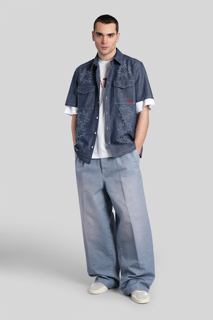 Pants Cyan Cotton Abbigliamento
