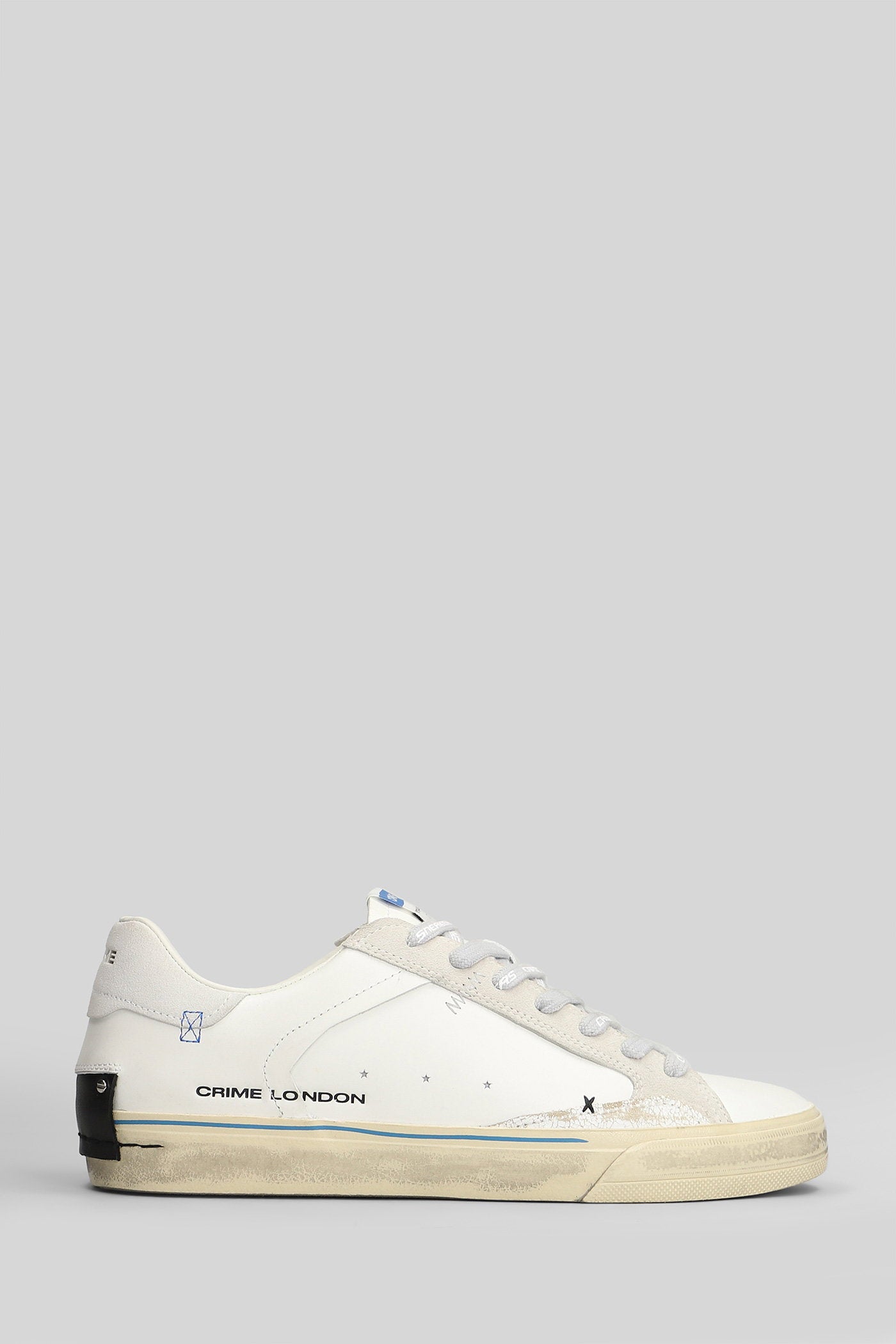 Distressed Sneakers in white leather Scarpe