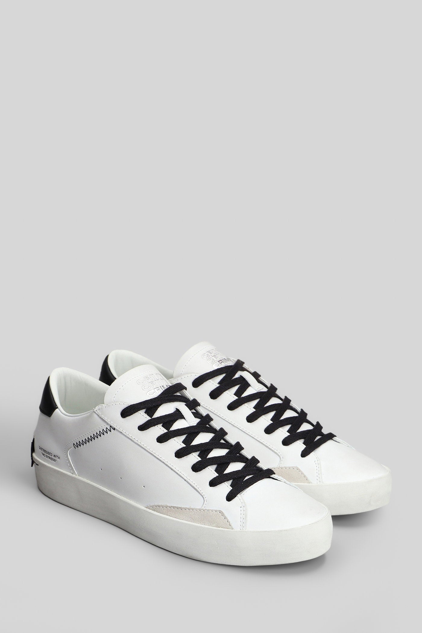 Distressed Sneakers in white leather Scarpe