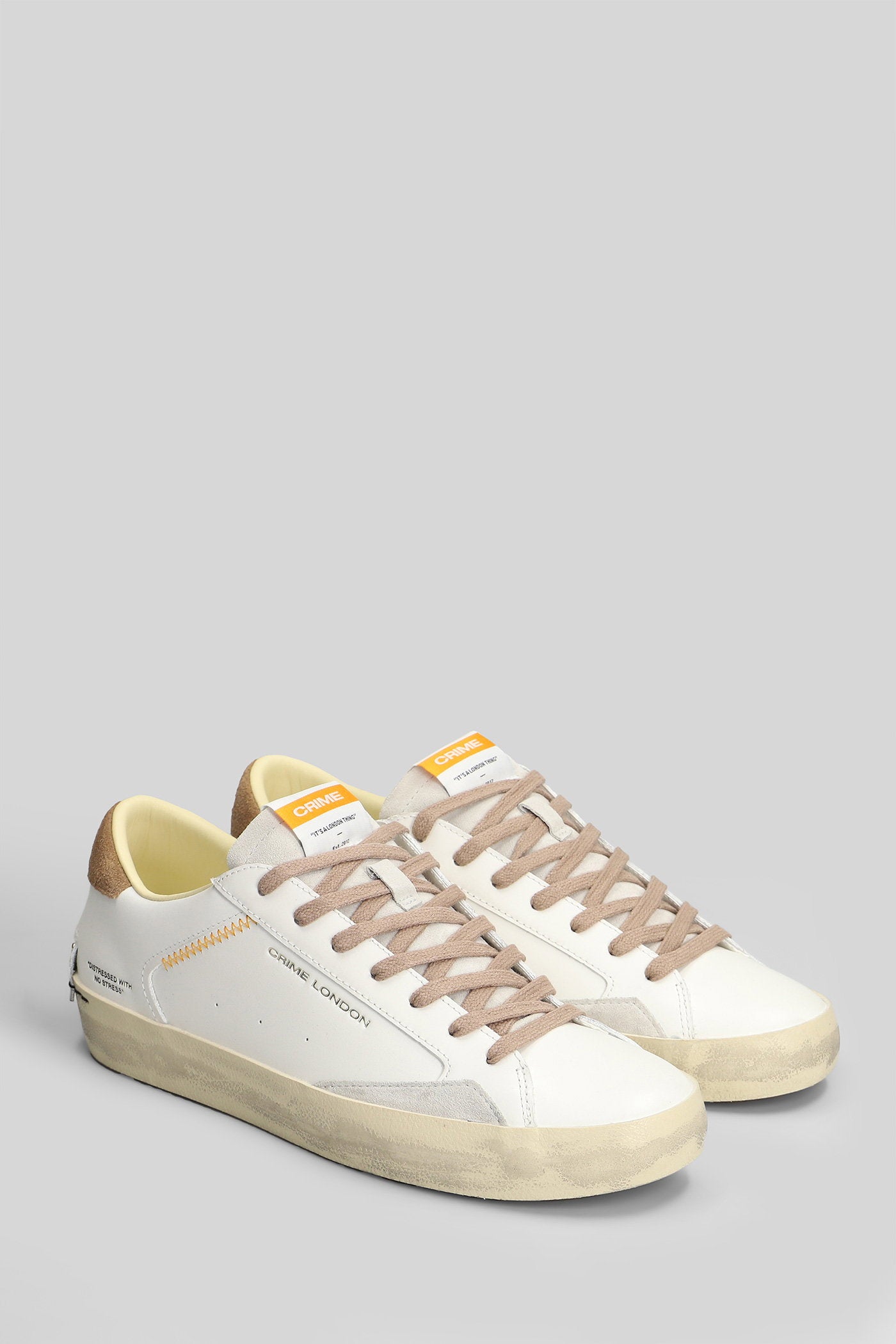 Distressed Lo Sneakers in white leather Scarpe