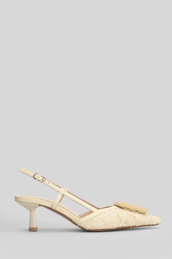 Paloma Pumps Beige Leather And Fabric Scarpe